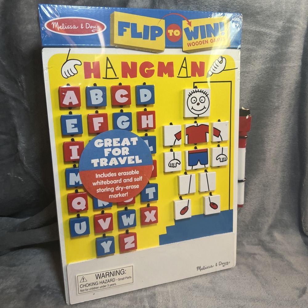 Melissa & Doug Flip to Win Travel Hangman Game - White Board,‎ Dry-Erase Marker